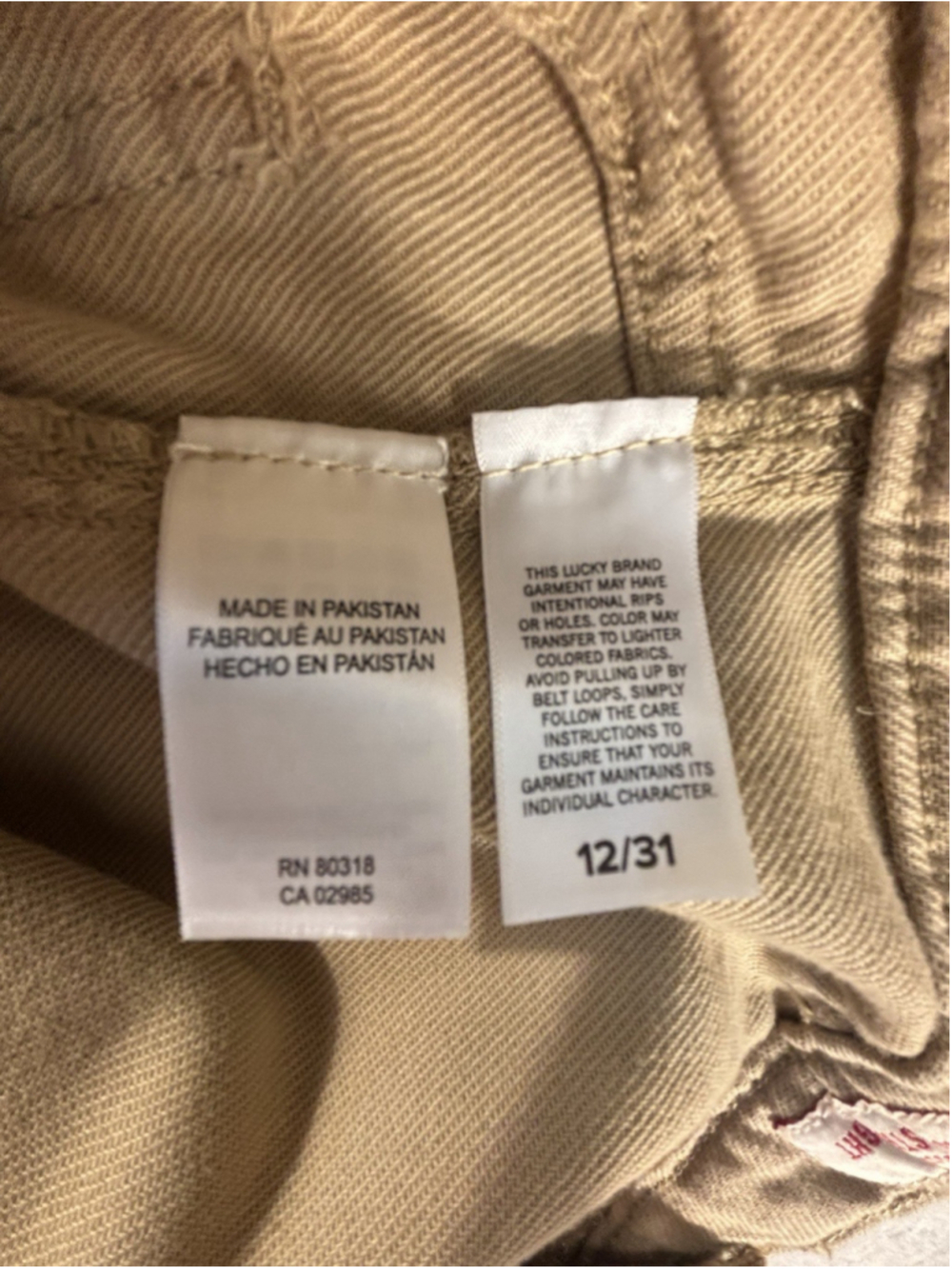 Lucky Brand 90s Loose High Rise Straight Jeans Womens 12/31 Tan Khaki - Picture 9 of 11